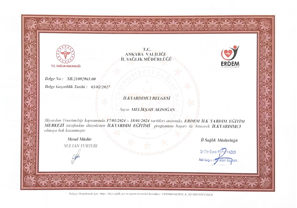 İlk Yardımcı Belgesi